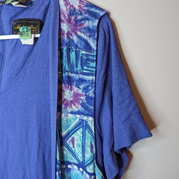 Vintage Two Piece Purple V Neck Maxi Dress Chain Back Colourful Maxi Vest 20W - Picture 9 of 13